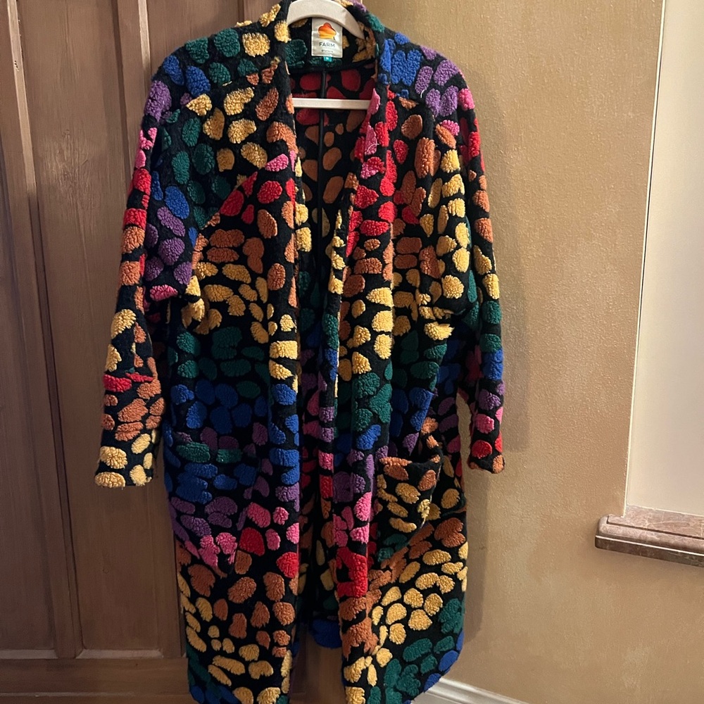 Farm Rio front open teddy bear coat material, multicolored, NEW W/O tags - Picture 8 of 8
